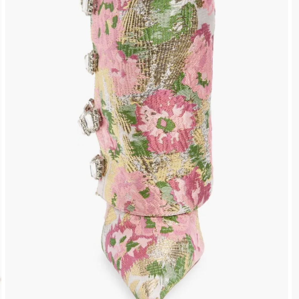 New AZALEA WANG Tilley Floral Jacquard Pointed Toe Bootie - Picture 9 of 17